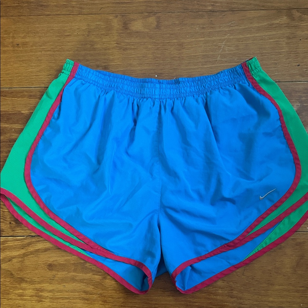 Blue and Green Nike Women's Athletic Shorts